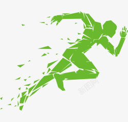 奥运会卡通绿色跑步的人物矢量图高清图片