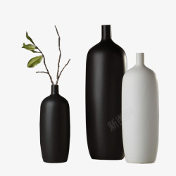 陶瓷花瓶三件套水彩花瓶高清图片