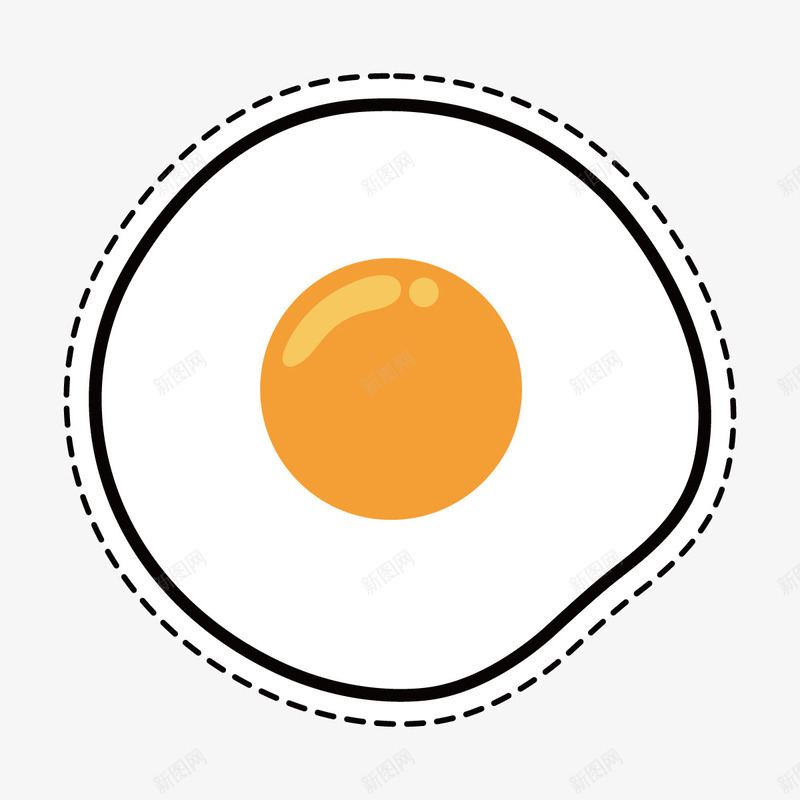 煎鸡蛋图标矢量图ai_新图网 https://ixintu.com 光泽 圆形 平面 线稿 营养 食物 鸡蛋 黄色 矢量图