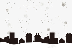 雪夜圣诞图片下雪城市剪影高清图片