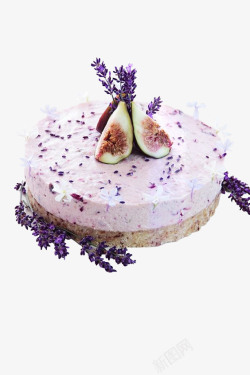 紫色优雅无花果薰衣草茶花奶油蛋糕高清图片