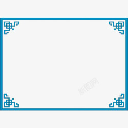 蓝色窗花中国风边框高清图片