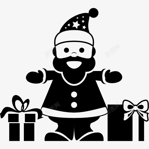 圣诞老人站在两个礼物在两侧图标png_新图网 https://ixintu.com santa 两侧 人 圣诞 圣诞老人 圣诞节 礼品 礼物 站