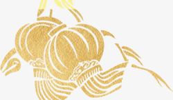 金色穗子漂浮的金色灯笼简图高清图片