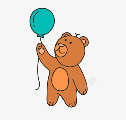 咖啡色卡通气球小熊装饰图案素材