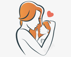 妈妈的怀抱母婴绘画图标高清图片