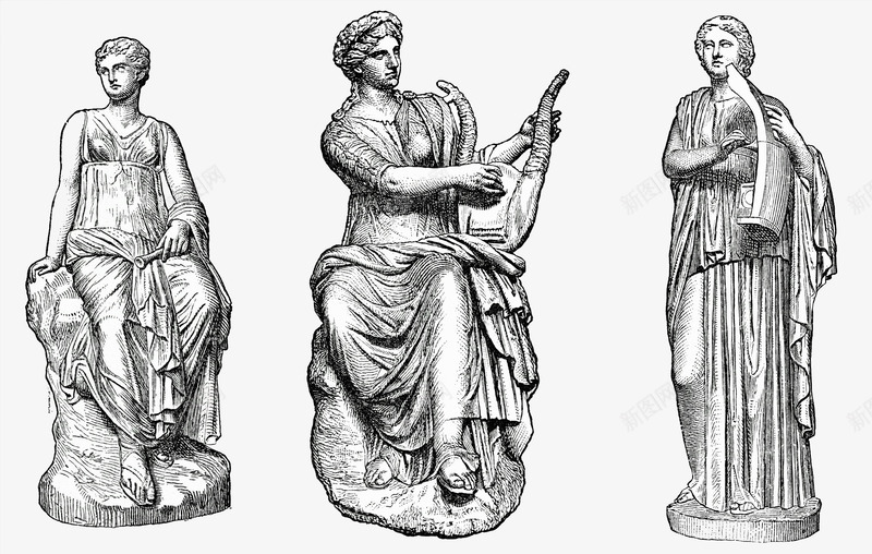素描三个古希腊神png免抠素材_新图网 https://ixintu.com 人物 伟大 古希腊 古老 神 神话 素描 线条 黑白