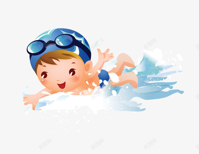 游泳的小孩png免抠素材_新图网 https://ixintu.com 小孩 小男孩 水 游泳