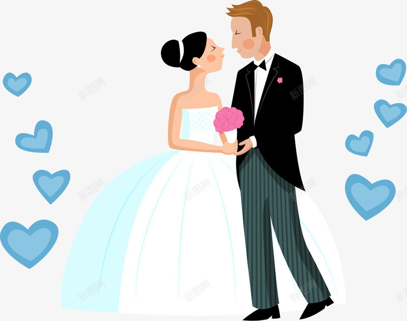 结婚的情侣矢量图ai免抠素材_新图网 https://ixintu.com wedding 人物 人物插画 婚礼 情侣 结婚 矢量图