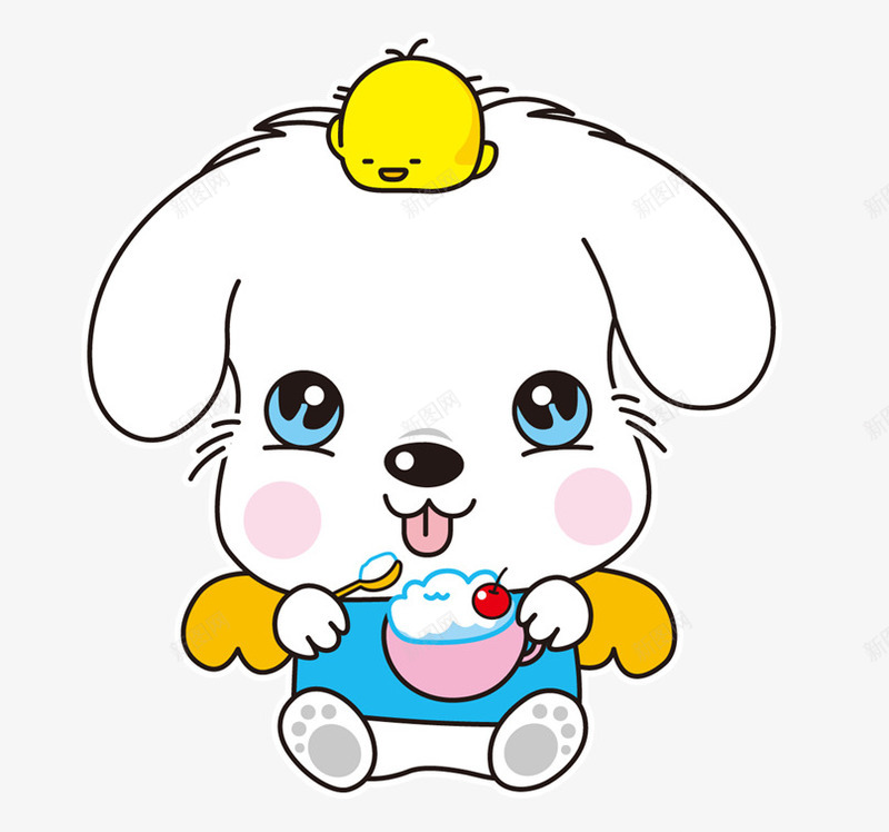 吃冰激凌的狗狗图标png_新图网 https://ixintu.com 创意卡通图标 创意卡通图案 卡通动物 卡通图标 卡通图案 卡通小狗 白色 蓝色 黄色