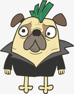 卡通动画片头顶大葱的宠物狗矢量图高清图片