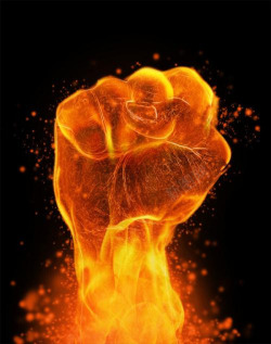 有力量的力量火的拳头高清图片