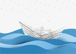 海浪和纸船素材