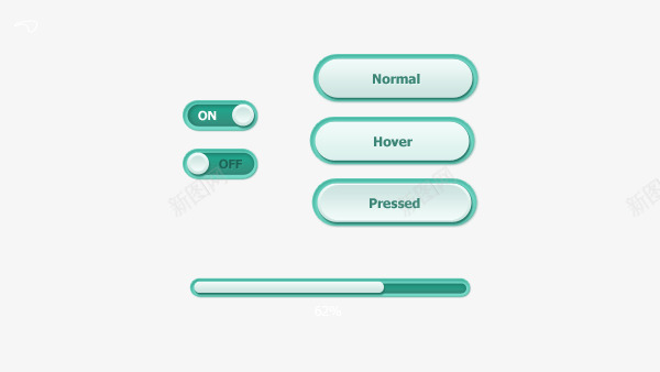 网页常用元素png免抠素材_新图网 https://ixintu.com 常用元素 开关 按钮 网页 进度条