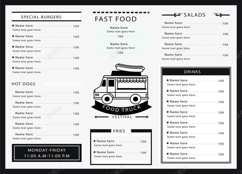 快餐餐车菜单矢量图ai_新图网 https://ixintu.com 快餐 快餐菜单 热狗餐车 矢量png 菜单 矢量图