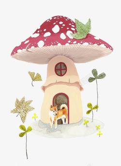 卡通蘑菇树屋装饰素材