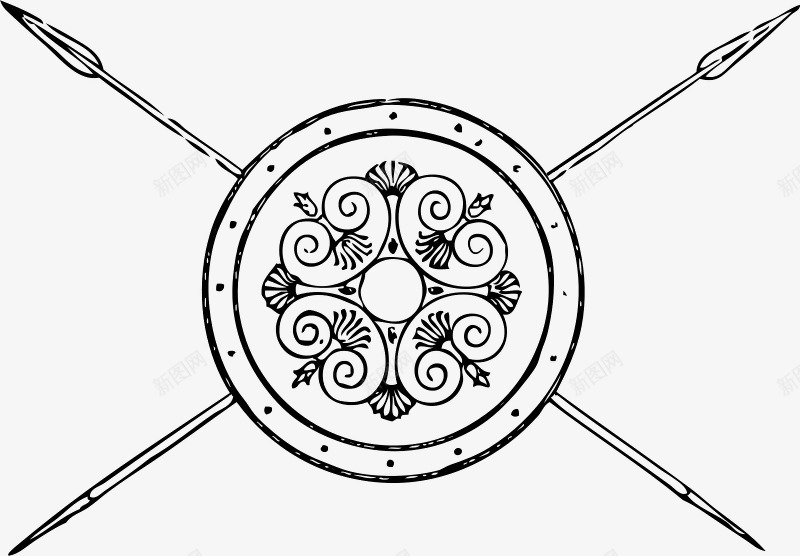 矛头长矛和盾牌png免抠素材_新图网 https://ixintu.com 中国风矛和盾 历史 希腊 武器 盾牌 矛和盾 矛头 长矛 黑色