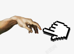 人手手与电脑绘制手的灵犀对接图标高清图片