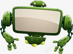 未来科技绿色大屏机器人素材