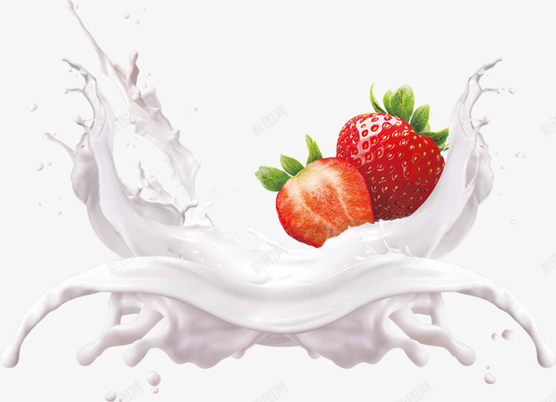 牛奶效果草莓png免抠素材_新图网 https://ixintu.com 效果 牛奶 素材 草莓