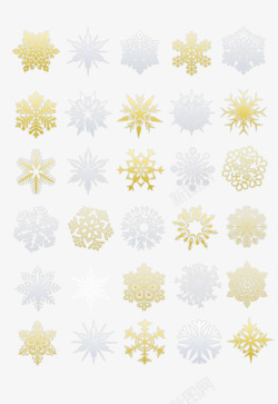 金色白色圣诞雪花图案元素素材
