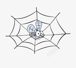 手绘灰色蜘蛛网上的蚊子素材