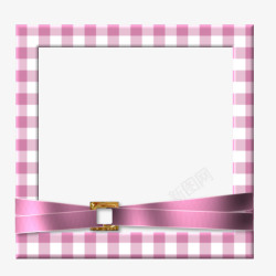 粉色青春格子质感彩带边框素材