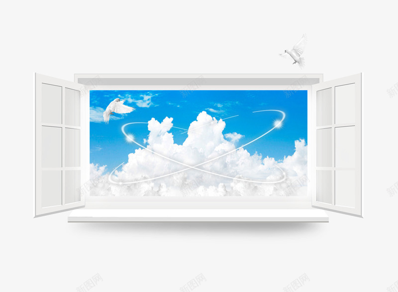 白色窗户psd免抠素材_新图网 https://ixintu.com 向往 未来 白色 白色窗框 窗户