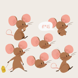 彩绘老鼠可爱插画矢量图素材
