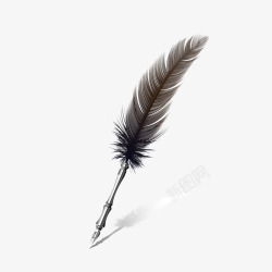 黑色油漆笔羽毛的笔高清图片
