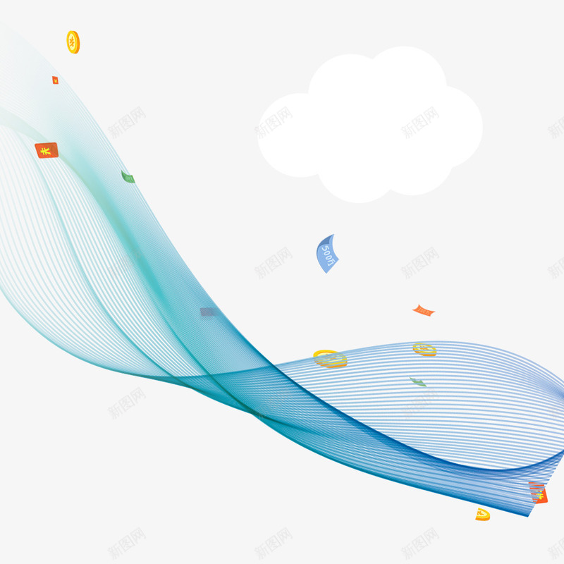 蓝色漂浮线条png免抠素材_新图网 https://ixintu.com 散落的钱 漂浮素材 蓝色线条 金融装饰