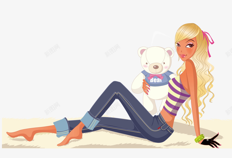 抱小熊的女人png免抠素材_新图网 https://ixintu.com 小熊 少女 美女 躺着的女人 躺着的美女