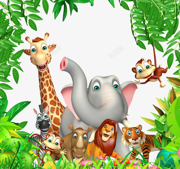 森林中的各种动物png免抠素材_新图网 https://ixintu.com 动物 动物园 动物王国 动物群 卡通 插画 森林物种 物种 群体 野生