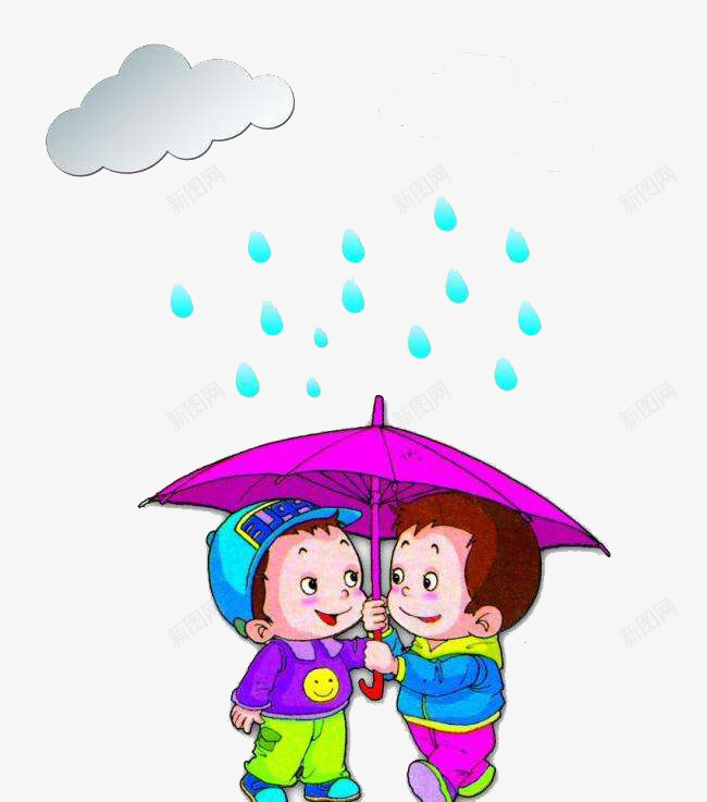 下雨打伞的小男生png免抠素材_新图网 https://ixintu.com 互相帮助 帮助 男生 装饰 雨点