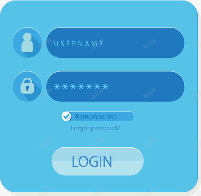 天蓝色网站登录界面矢量图ai免抠素材_新图网 https://ixintu.com 会员登录 登录 登录框 登录界面 矢量png 蓝色界面 矢量图