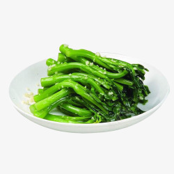 一盘绿色美味的白灼菜心插图素材