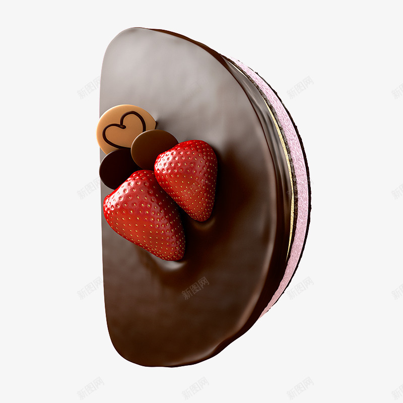 卡通立体巧克力蛋糕png免抠素材_新图网 https://ixintu.com C4D 三维 卡通 巧克力 甜品 立体 草莓 蛋糕 食品 食物