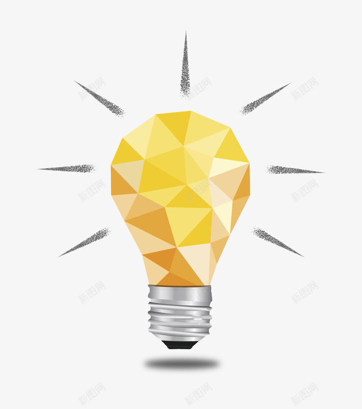 智慧的灯泡png免抠素材_新图网 https://ixintu.com 创意 发光 启迪 思考 想法 色块 黄色