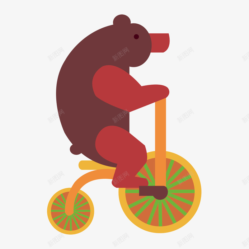 骑自行车的小熊png免抠素材_新图网 https://ixintu.com 卡通 小熊 自行车 表演 马戏