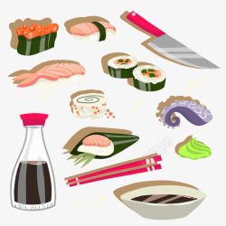 卡通手绘日式料理矢量图素材