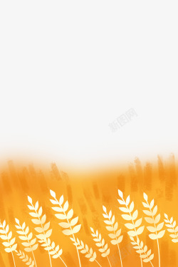 收获的麦子水彩手绘麦子风景图高清图片
