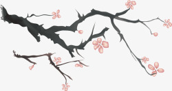 赏花节中国风水墨简笔画矢量图高清图片