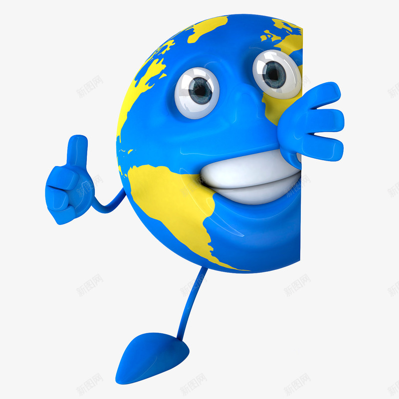 玩捉迷藏的蓝色地球png免抠素材_新图网 https://ixintu.com 3D C4D 三维 卡通 可爱 地球 立体 蓝色 表情