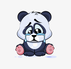 手绘卡通哭泣的小熊猫素材