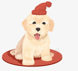 红帽子圣诞可爱小狗狗高清图片