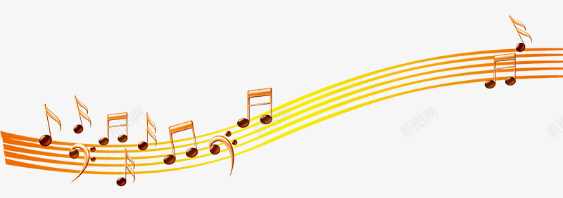 五线谱上的音符psd免抠素材_新图网 https://ixintu.com KTV广告元素 五线谱上的音符 创意 彩绘音符 橘色音符 立体 音乐海报元素
