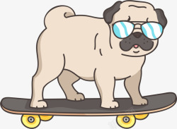 可爱卡通小狗滑板素材