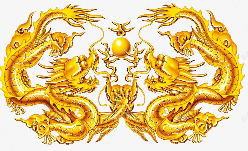 双龙png免抠素材_新图网 https://ixintu.com 五爪龙 双龙戏珠 双龙边框 金色 金黄色龙抬头龙图案 金龙 金龙吉祥 金龙图案 黄金 龙 龙珠