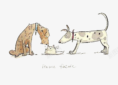 小狗和小猫png免抠素材_新图网 https://ixintu.com 儿童 卡通 宠物 手绘 插画 狗狗