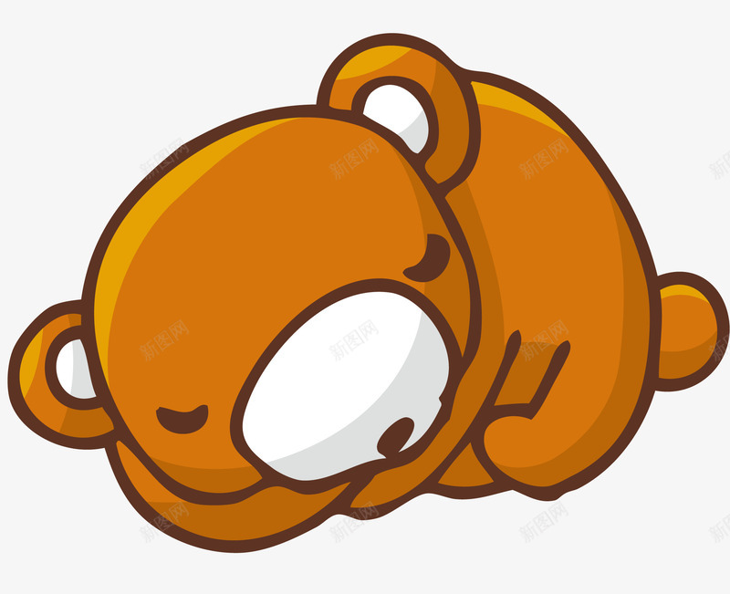 一个睡着的小熊矢量图ai免抠素材_新图网 https://ixintu.com 动物 卡通 可爱 小熊 棕色的动物 矢量图